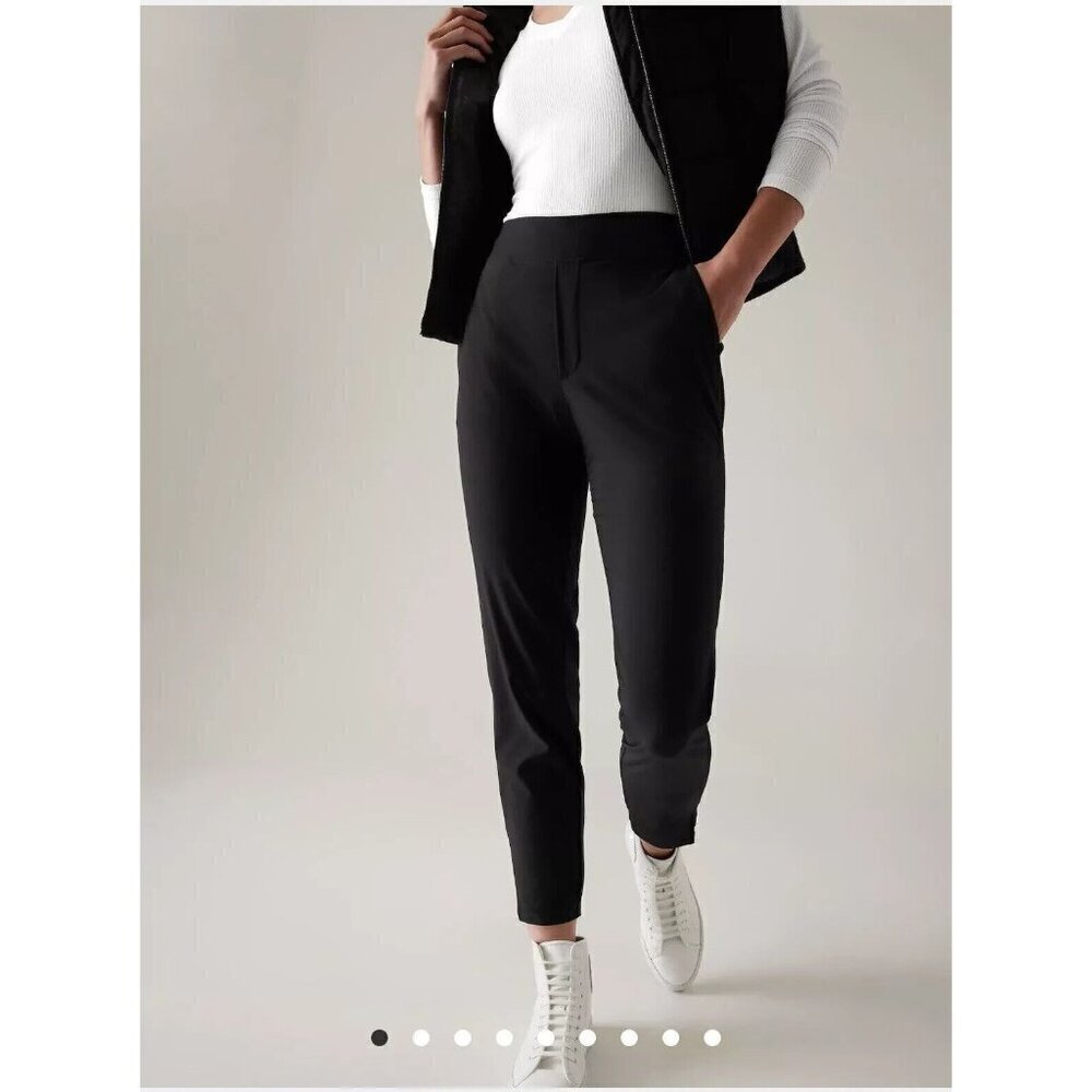 ATHLETA Brooklyn Ankle Lightweight Travel Athletic Casual Pants 14 Black